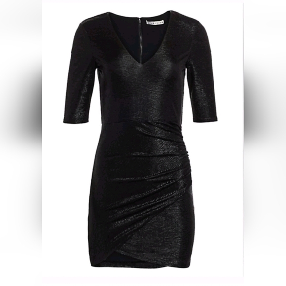 Alice + Olivia Judy Ruched Metallic Dress Size 10 NWT - Picture 12 of 13